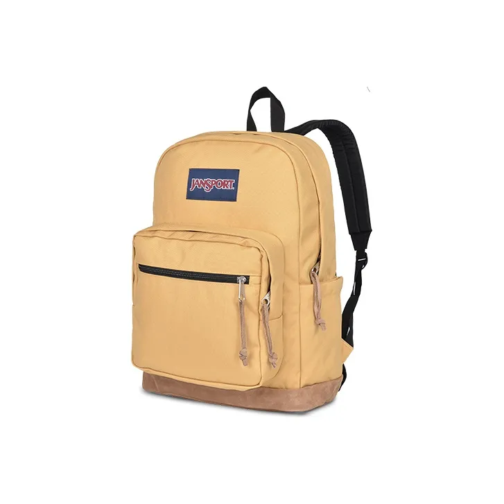 JanSport Leather Patchwork Backpack Medium Size Unisex Desert Yellow-1
