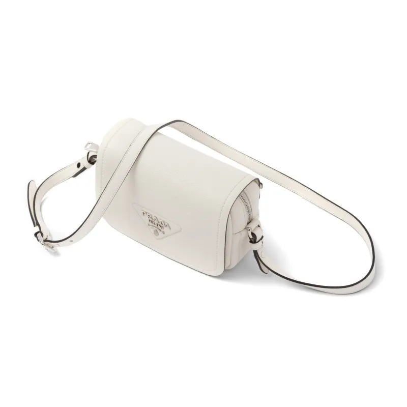 PRADA Leather Crossbody Bag Shoulder Bag Women's White-2