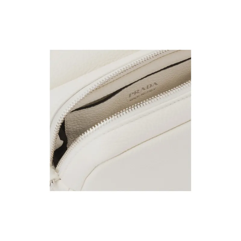 PRADA Leather Crossbody Bag Shoulder Bag Women's White-3