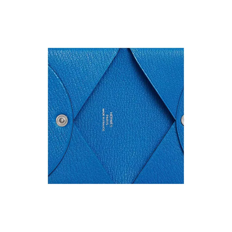 HERMES Calvi Mysore Goat Skin Card Holder Women's T7 Bleu Hydra Water Nymph Blue-2