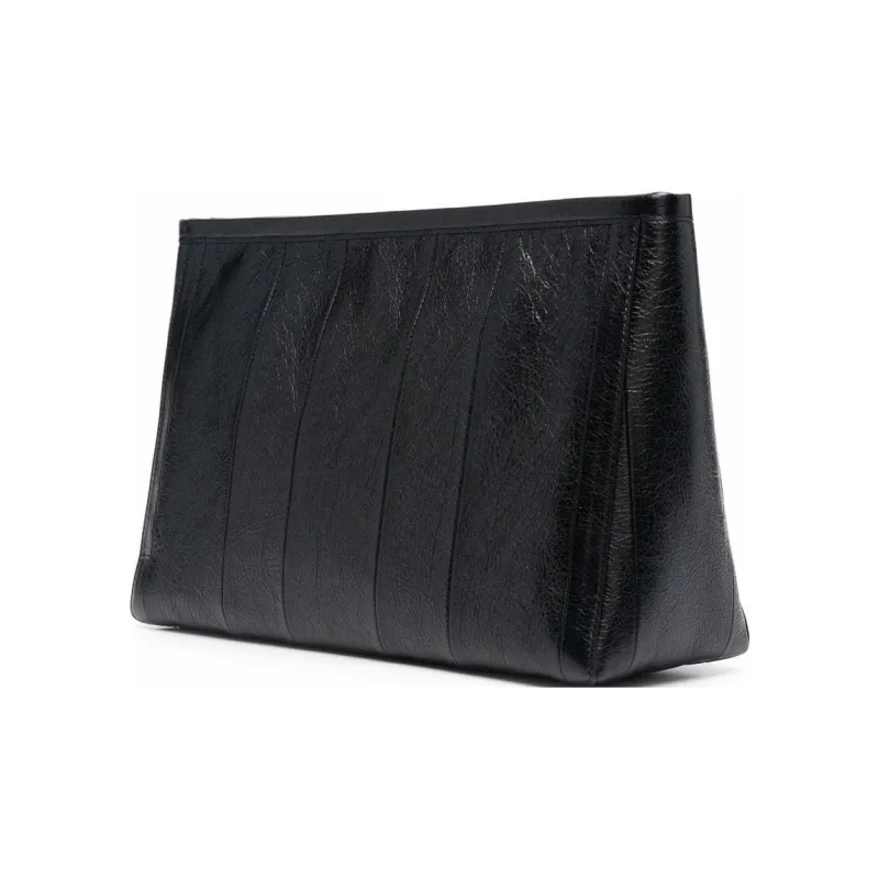 Balenciaga Barbes Leather Clutch Women's Black-1