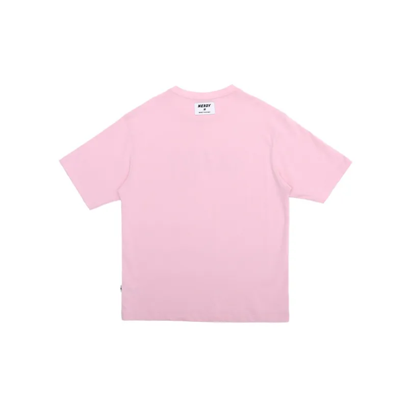 NERDY Drop Shoulder Sleeve T Shirt Unisex Pink-1