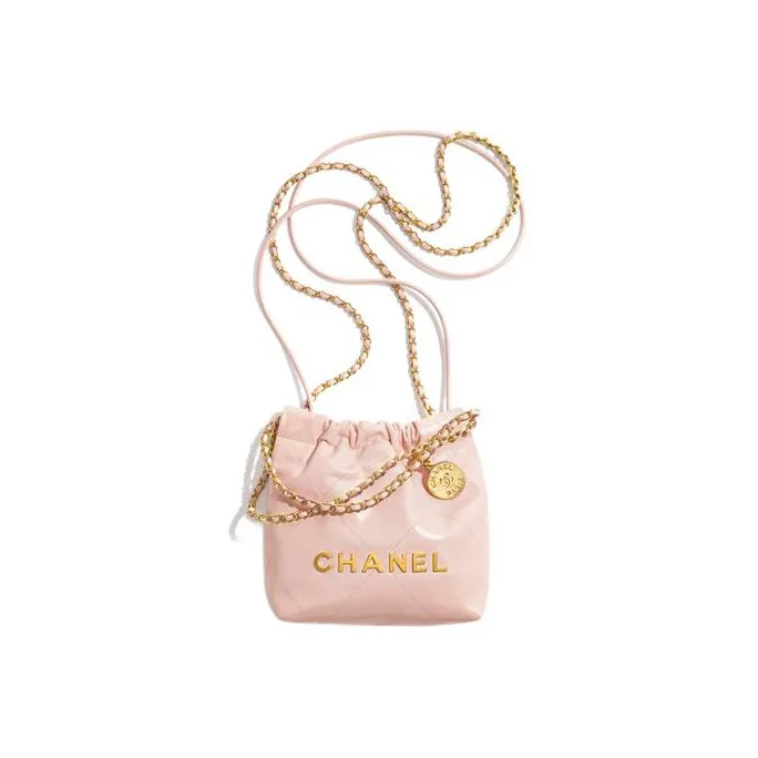 CHANEL 22Bag Bright Calfskin Bucket Bag, Shoulder Bag, Crossbody Bag Mini Women's Pink-0