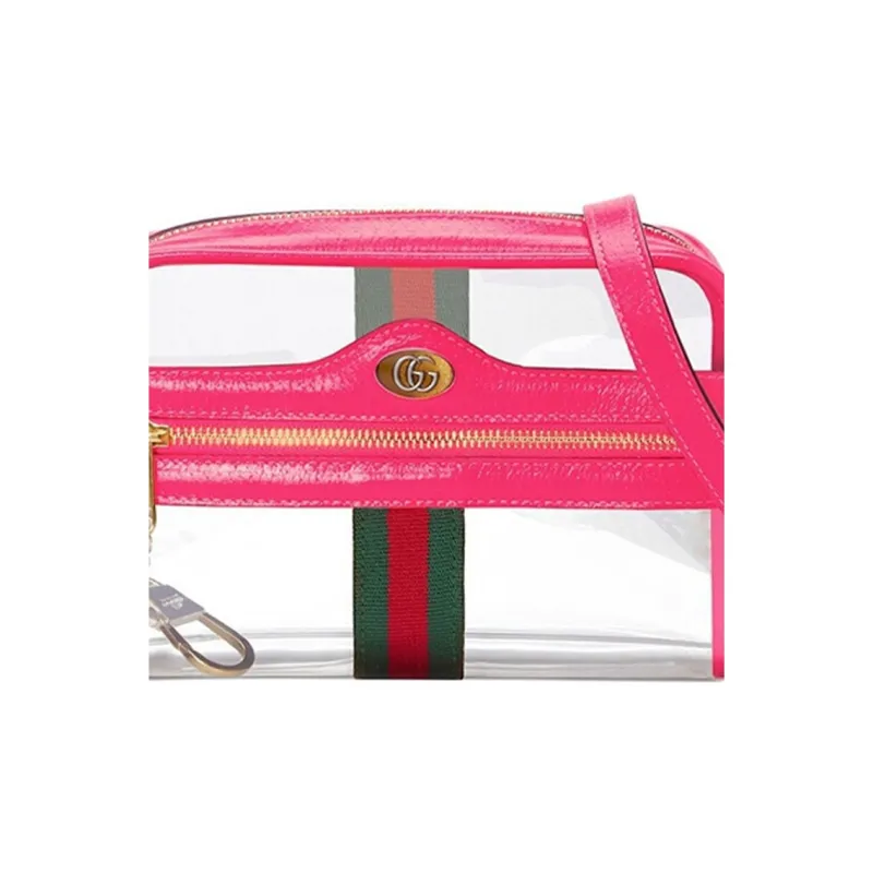 GUCCI Ophidia Leather Patchwork Camera Bag Shoulder Bag Crossbody Bag Mini Women's Transparent/Fuchsia Pink-7