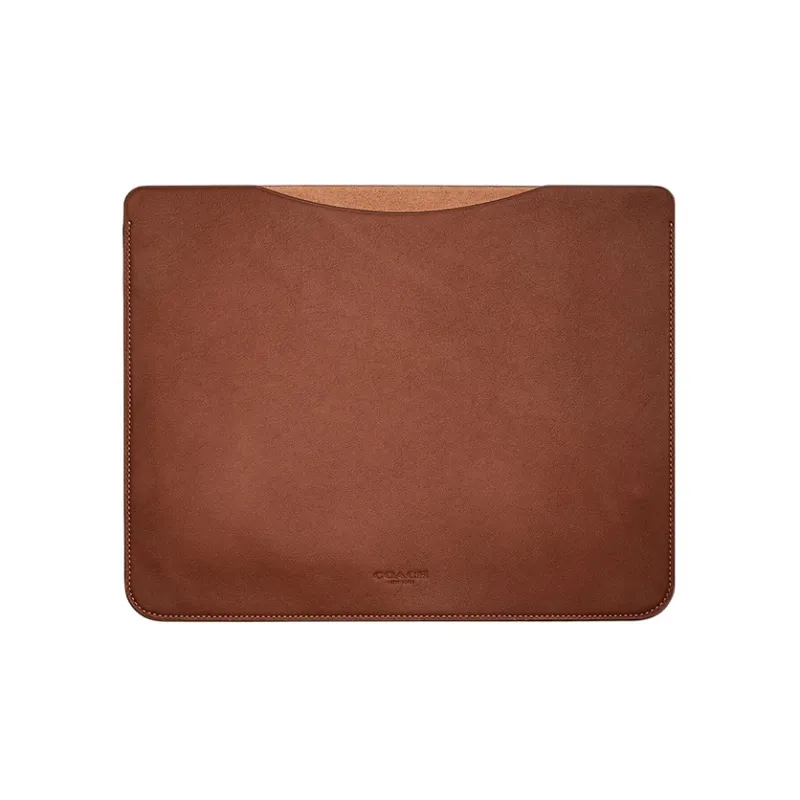 COACH Tablet Leather Clutch Briefcase Laptop Bag Unisex Brown-0