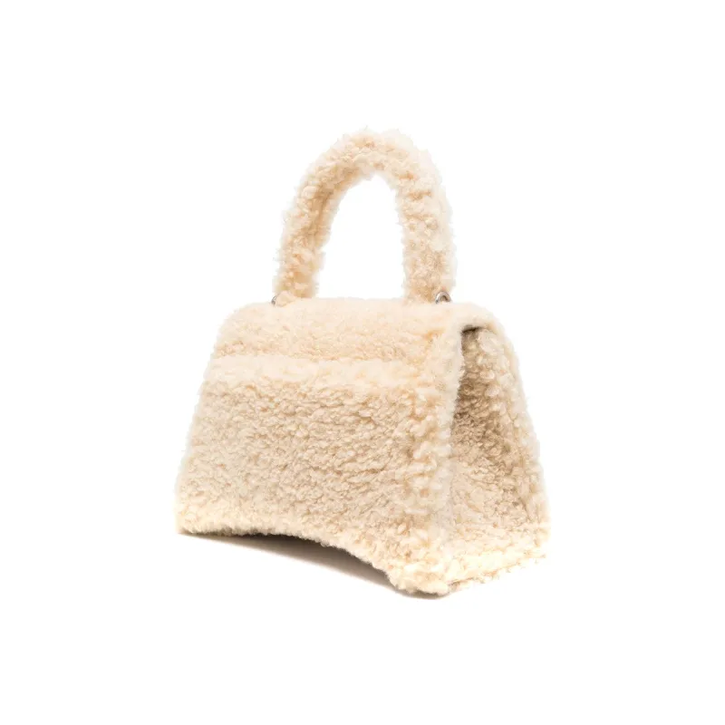Balenciaga Hourglass Calfskin Hourglass Bag Shoulder Bag Crossbody Bag Handbag Small Size Women's Beige-3
