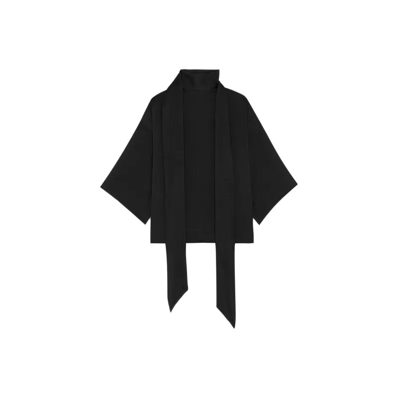 SAINT LAURENT High Neck Wide Sleeved Blouse-2