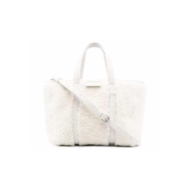 Balenciaga Barbes Sheepskin Shearling Crossbody Handbag Trumpets Women's White-0
