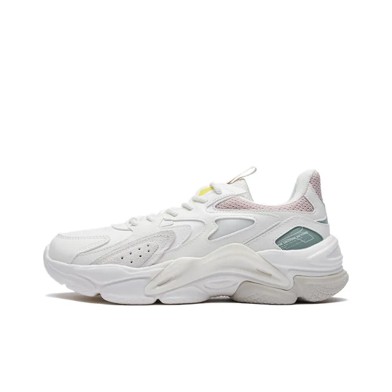 361° Cushioning, Slip Resistant, And Abrasion Resistant Low Top Sports Casual Shoes Women's White Green Pink-0