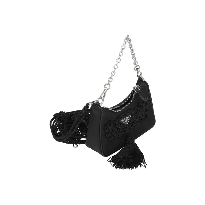 PRADA Nylon Shoulder Bag Handbag Mini Women's Black-2