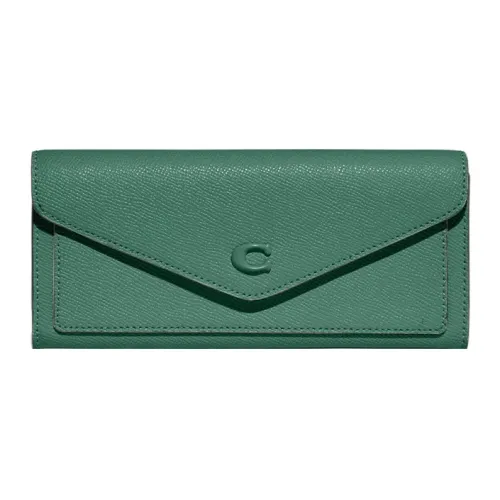 COACH Wyn Marble Pattern Leather Wallet Small Size Women's Green