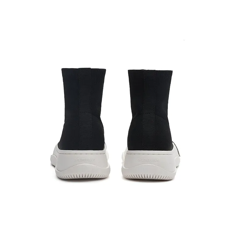 SMILEREPUBLIC Anti-Slip Wear-Resistant High-Top Casual Shoes Unisex Black-4