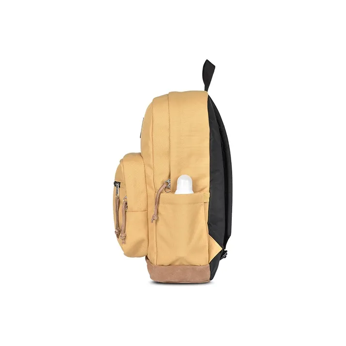 JanSport Leather Patchwork Backpack Medium Size Unisex Desert Yellow-2