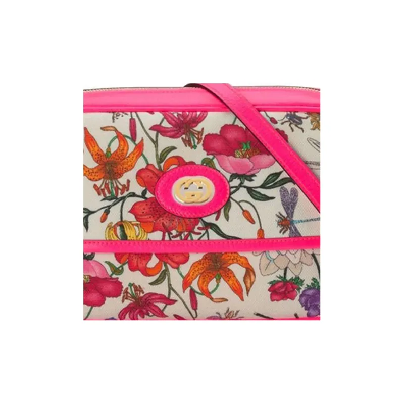 GUCCI Canvas With Leather Crossbody Bag, Shoulder Bag Women's Multicolor-4