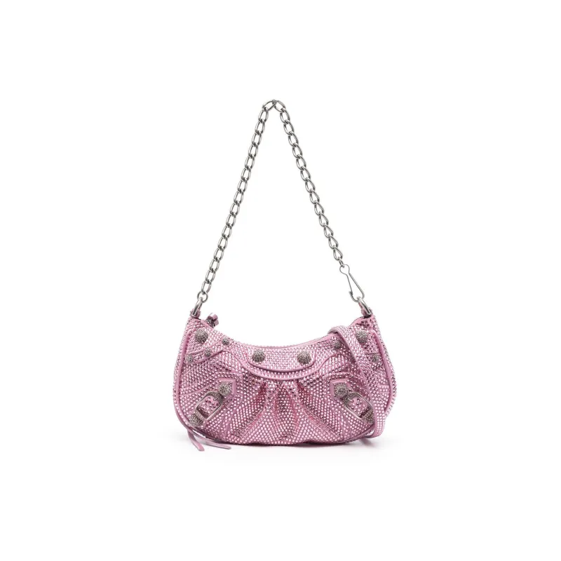 Balenciaga Le Cagole Calfskin Biker Bag Dumpling Bag Portable Crossbody Bag Shoulder Bag Regular Women's Light Pink-0