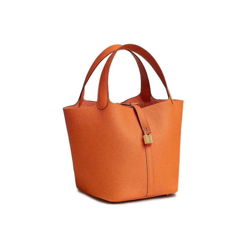 HERMES Picotin Taurillon Clemence Leather Basket Bag Handbag Bucket Bag 22 Women's 93 Orange Hermes Orange-1