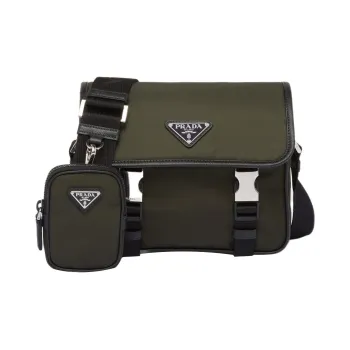 PRADA Recycled Nylon Saffiano Leather Combo Bag Crossbody Bag Shoulder Bag Men's Moss Green