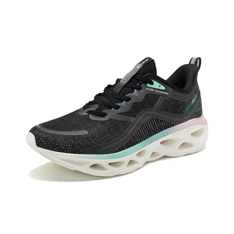 XTEP Shock Absorption Spinning 10.0 Anti Slip And Wear Resistant Breathable Low Top Casual Running Shoes Women's Black-1