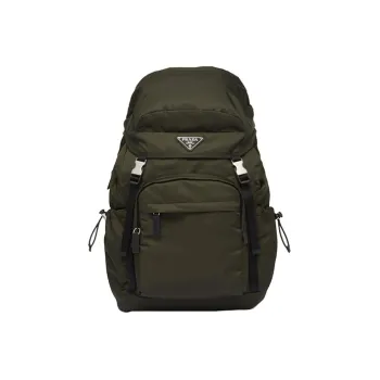 PRADA Leather Backpack Men's Moss Green