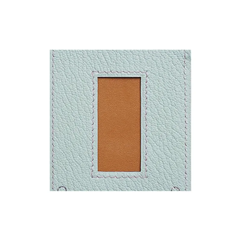 HERMES Colormatic Butler Calfskin With Mysore Goat Skin Card Holder Women's Light Tea Color/Dusty Blue-2