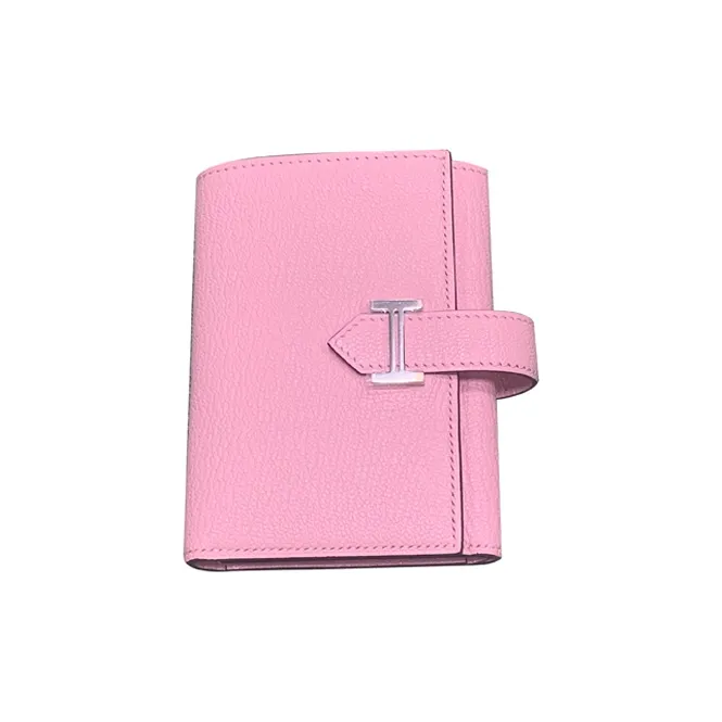 HERMES Bearn Goatskin Wallet Women's 3Q Rose Sakura Cherry Blossom Pink-0