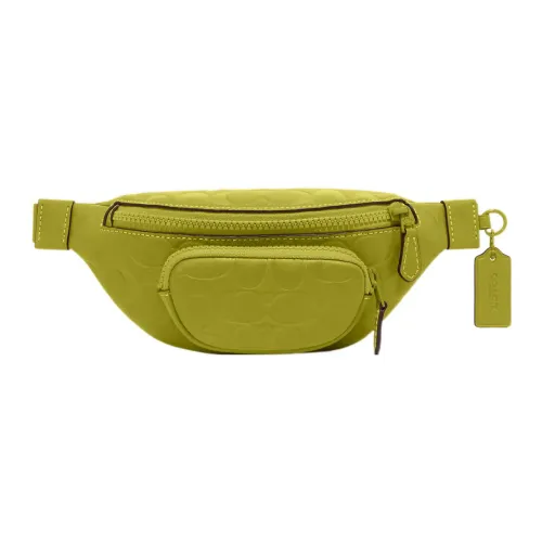 COACH Sprint Calfskin Fanny Pack Medium Size Women's Yellow Green
