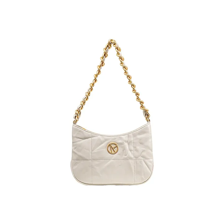 VANESSA HOGAN Cow Leather Shoulder Bag Medium Size Women's Light Gray-1