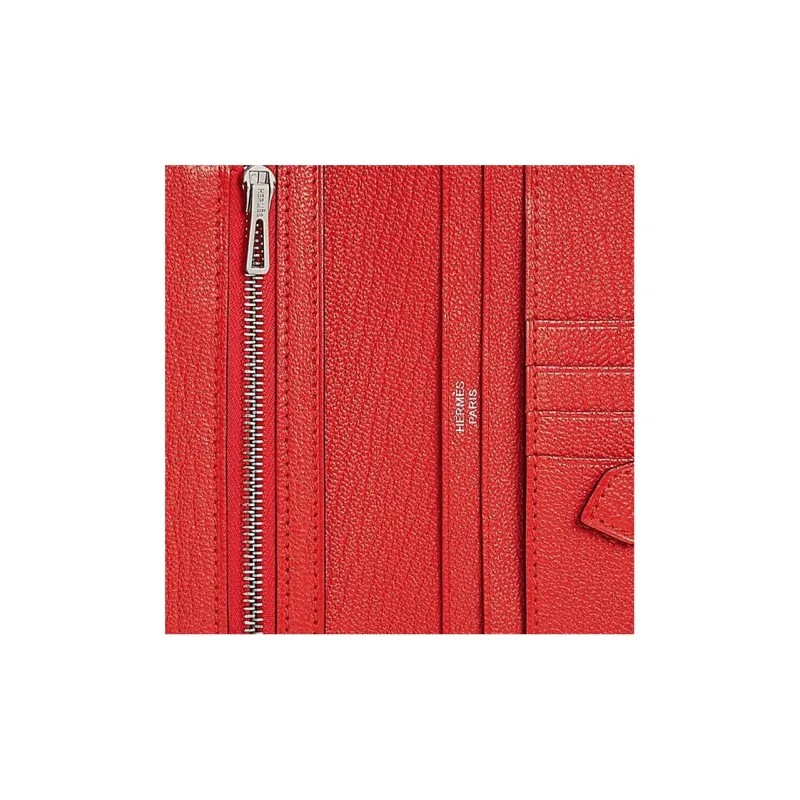 HERMES Bearn Mysore Goat Skin Wallet Women's 0E Rose Texas Texas Pink-2