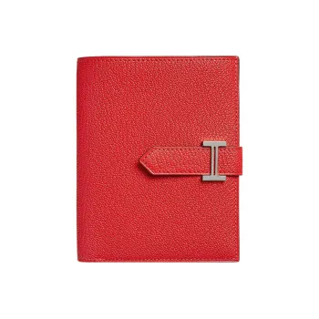 HERMES Bearn Mysore Goat Skin Wallet Women's 0E Rose Texas Texas Pink