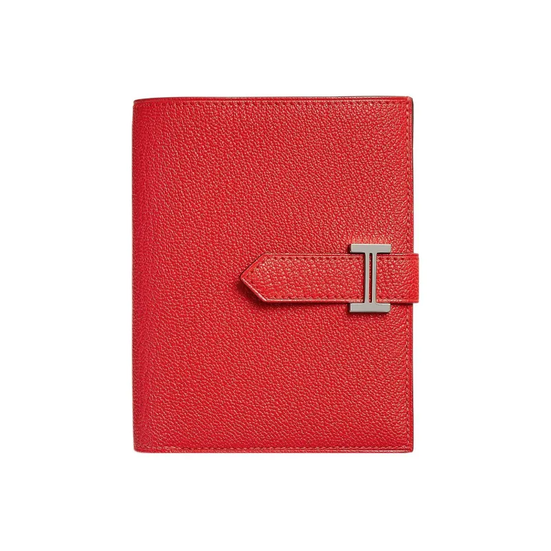 HERMES Bearn Mysore Goat Skin Wallet Women's 0E Rose Texas Texas Pink-0