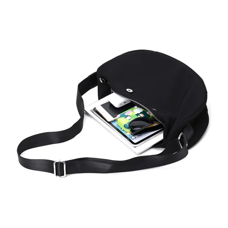 RUIGOR Fabric Fanny Pack Backpack Sling Bag Shoulder Bag Crossbody Bag Medium Size Unisex Black-7