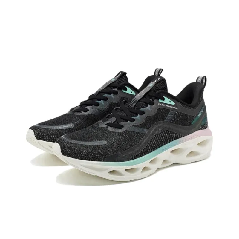 XTEP Shock Absorption Spinning 10.0 Anti Slip And Wear Resistant Breathable Low Top Casual Running Shoes Women's Black-2