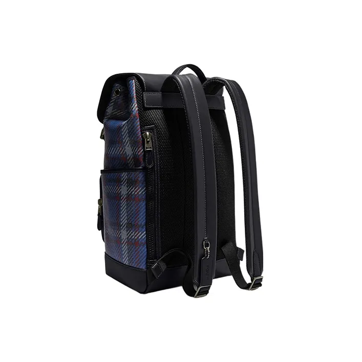 COACH Track Canvas With Calfskin Storage Bag Backpack Tubas Men's Marine Blue-1