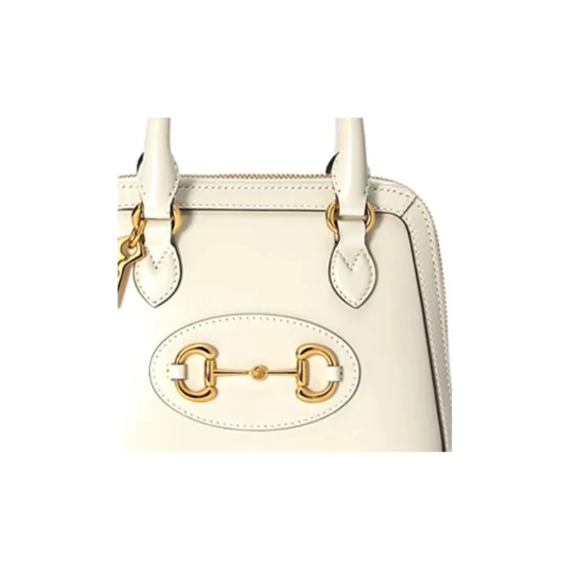 GUCCI Leather Dome Bag Crossbody Bag Shoulder Bag Mini Women's White-6
