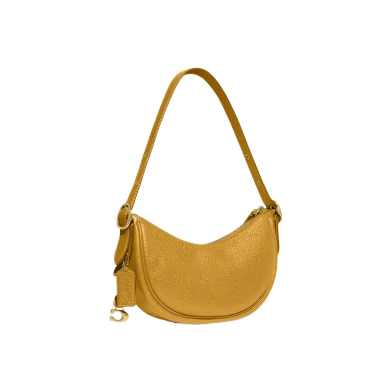 COACH Luna Cow Leather Handbag, Shoulder Bag Women's Yellow-1