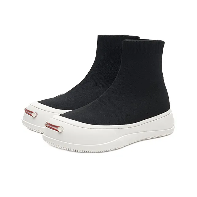 SMILEREPUBLIC Anti-Slip Wear-Resistant High-Top Casual Shoes Unisex Black-2