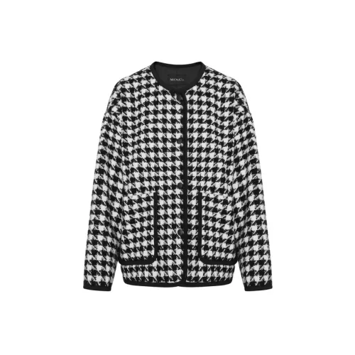 MO&CO Jackets Women's Black/White Houndstooth Pattern