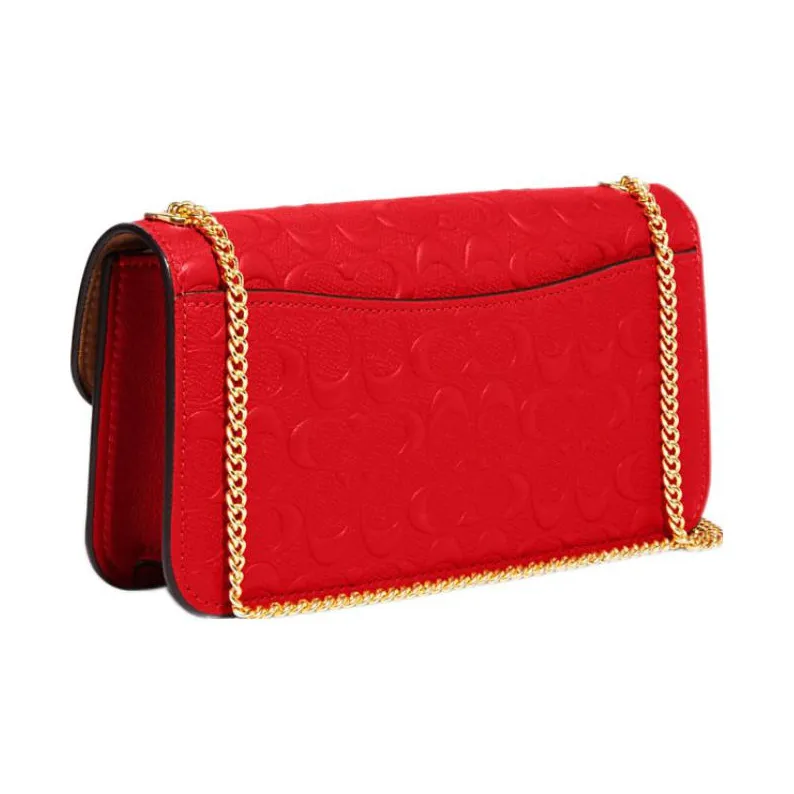 COACH Morgan Calfskin With Leather Chain Bag, Shoulder Bag, Crossbody Bag Trumpets Women's Red-5