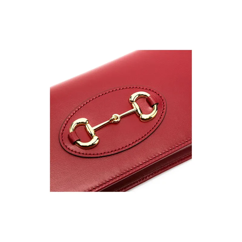 GUCCI Horsebit 1955 Leather WOC Small Crossbody Bag Shoulder Bag Crossbody Bag Small Size Women's Red-2