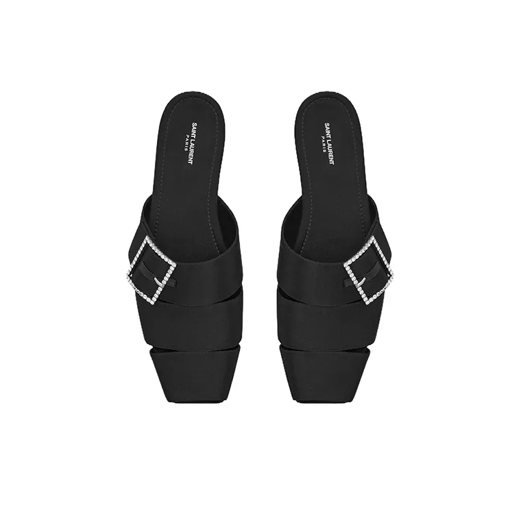 SAINT LAURENT Slip Resistant Closed Toe Slippers Men's Black-3