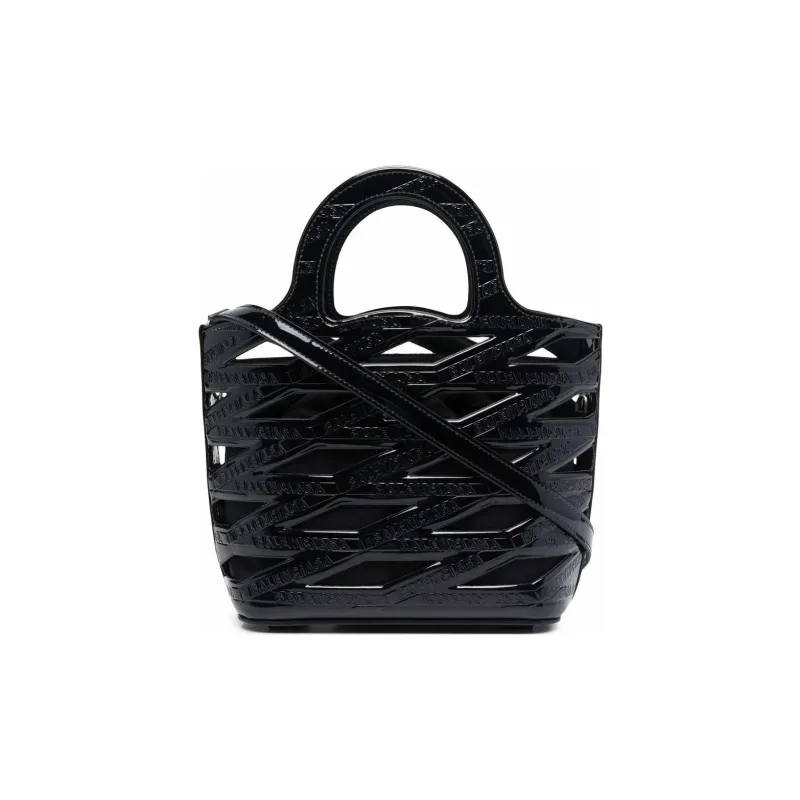 Balenciaga Polyurethane Nylon Bucket Bag Basket Bag Shoulder Bag Crossbody Bag Handbag Small Size Women's Black-0