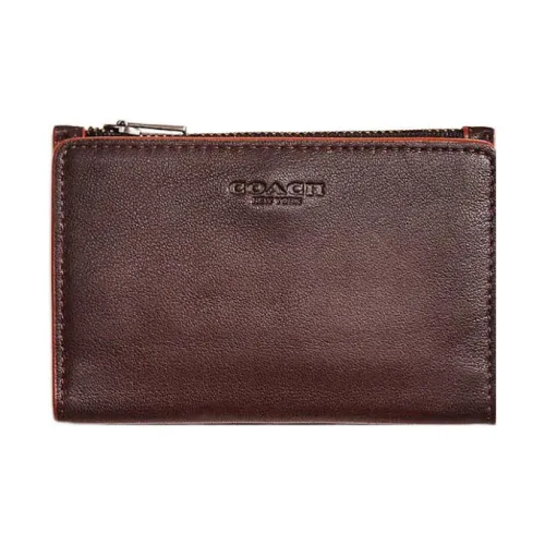 COACH Bifold Smooth Leather Wallets Card Holders Men's Amber