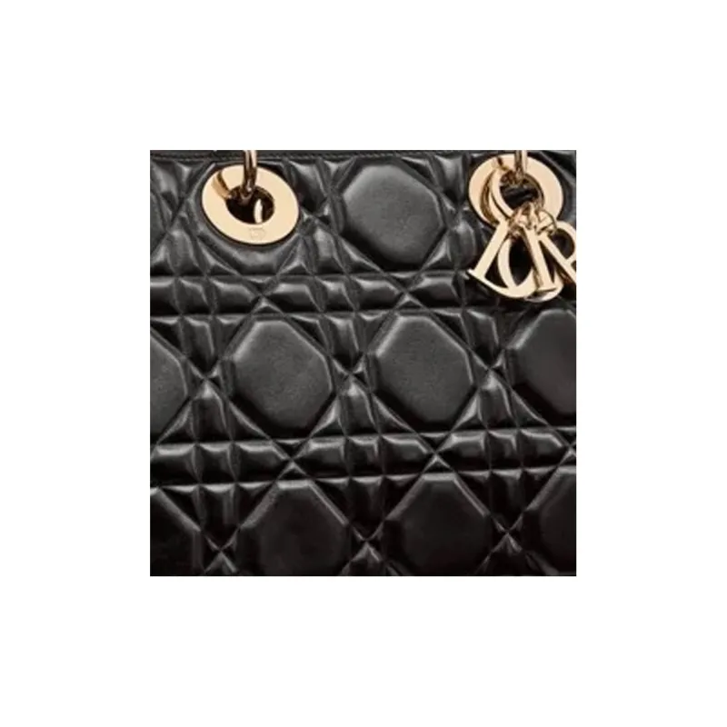 DIOR Calfskin Princess Diana Bag Shoulder Bag Crossbody Bag Handbag Medium Size Women's Black-1