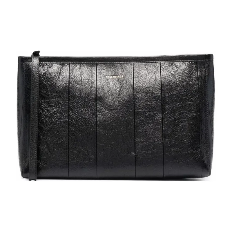 Balenciaga Barbes Leather Clutch Women's Black-0