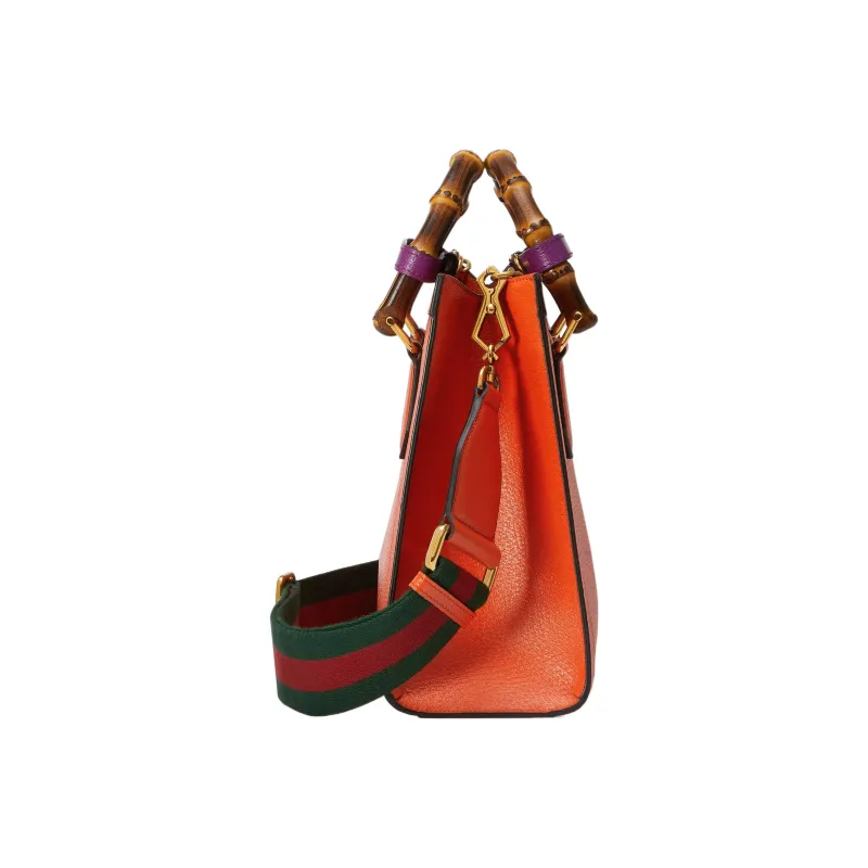 GUCCI Diana Leather Tote Bag Shopping Bag Shoulder Bag Crossbody Bag Handbag Small Size Women's Orange-5