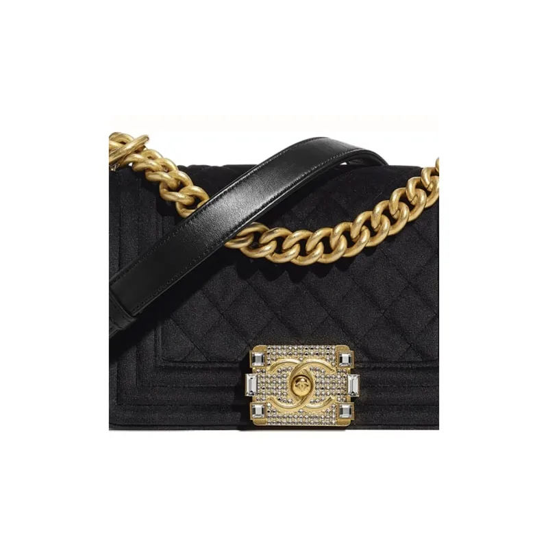CHANEL Velvet And Gold Toned Metal Flap Bag, Crossbody Bag, Shoulder Bag Trumpets Women's Black-3