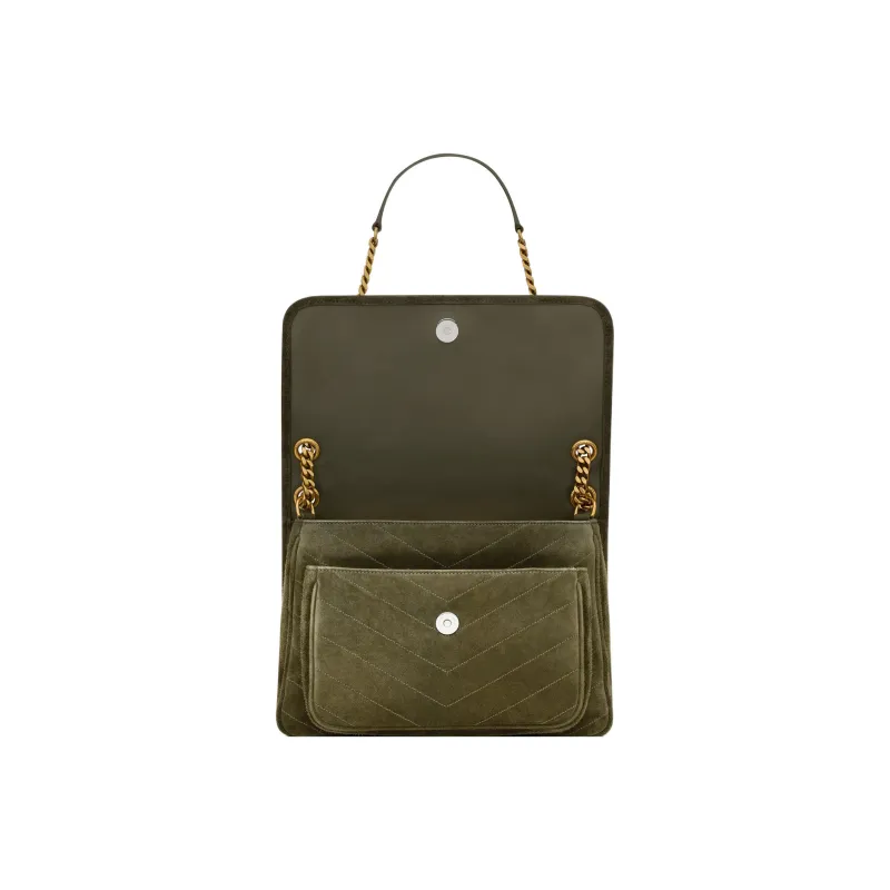 SAINT LAURENT Niki Suede Hobo Bag Handbag Shoulder Bag Women's Dark Olive Green-3