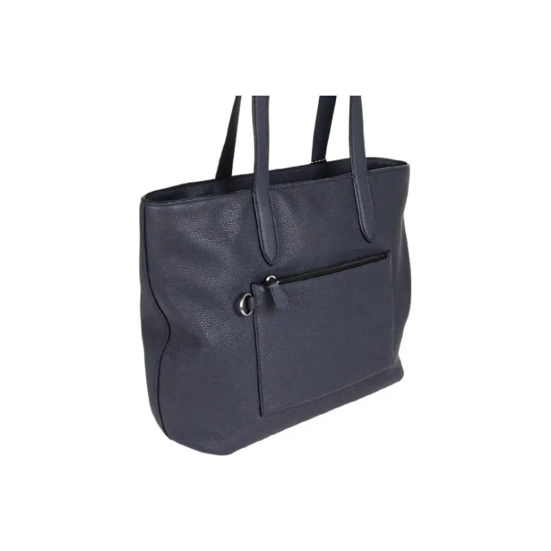 COACH Metropolitan Pebbled Leather Tote Bag Shopping Bag Shoulder Bag Handbag Large Size Men's Navy Blue-1