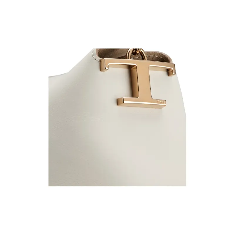 TOD'S Leather Handbag, Shoulder Bag Small Size Women's White-4
