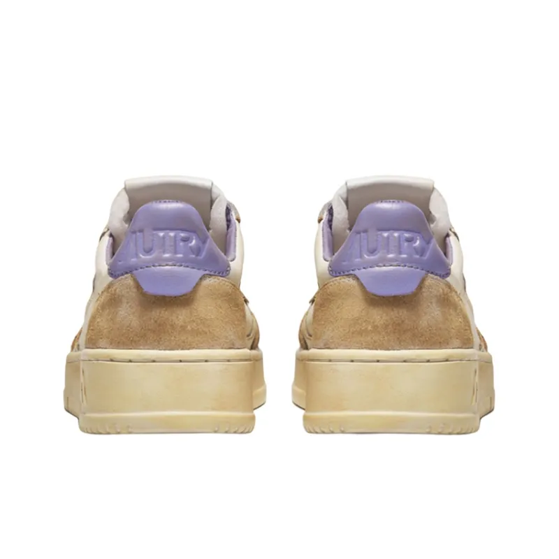 AUTRY Medalist Super Vintage Leather Low Sneakers 'White Black Tan Purple' Women's-3